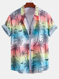 David - Chemise Motifs Palmiers et Mouettes