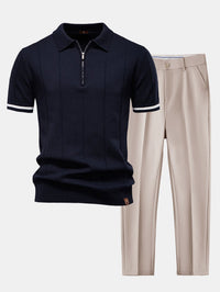 Younes - Ensemble Polo Fermeture Contrastée & Pantalon