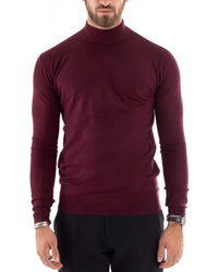Maglioncino Uomo Maglia Mezzo Collo Sottogiacca Bordeaux M2565A